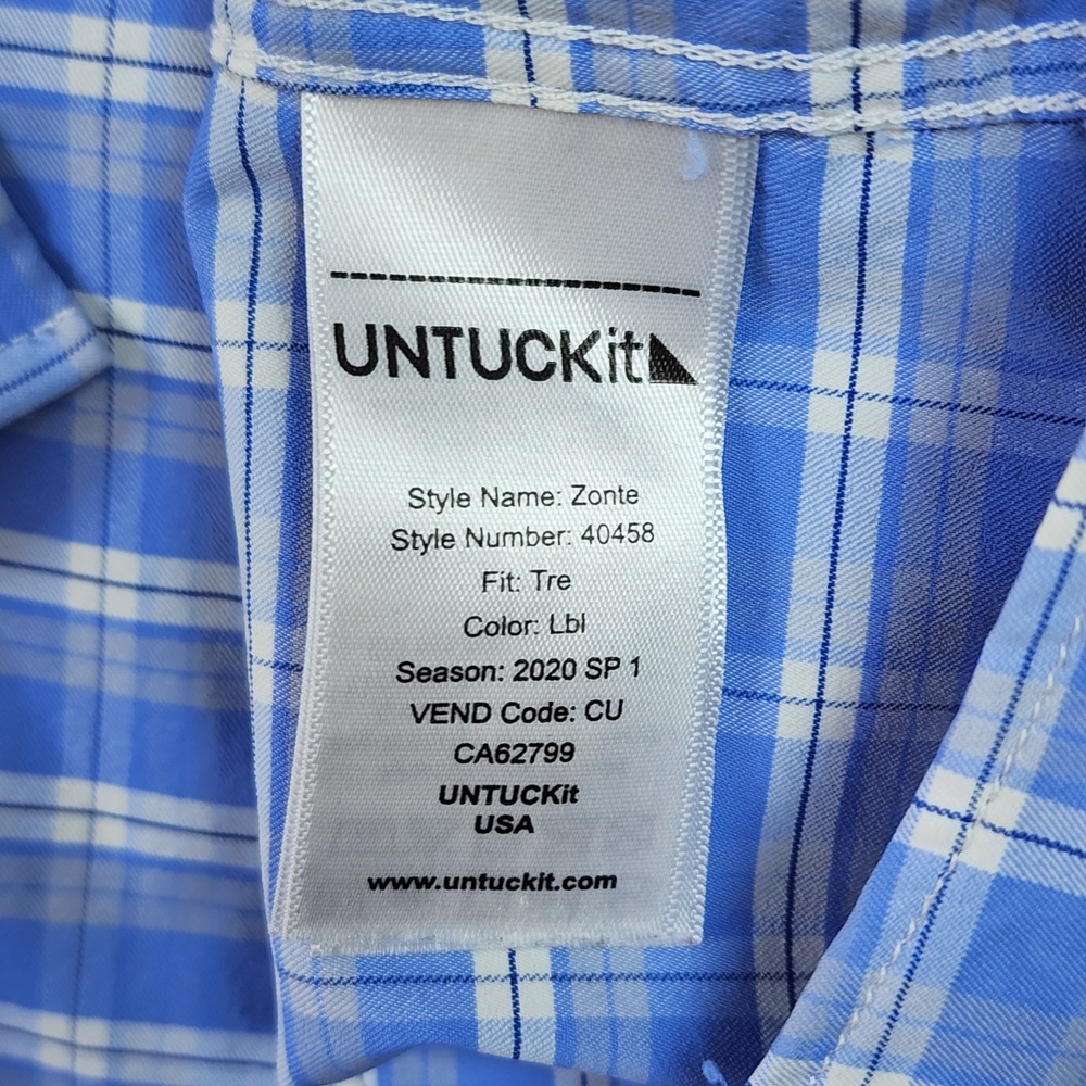 UNTUCKit Button Down Mens XXXL Tall Zonte Plaid Stretch Performance Excellent - Picture 7 of 12